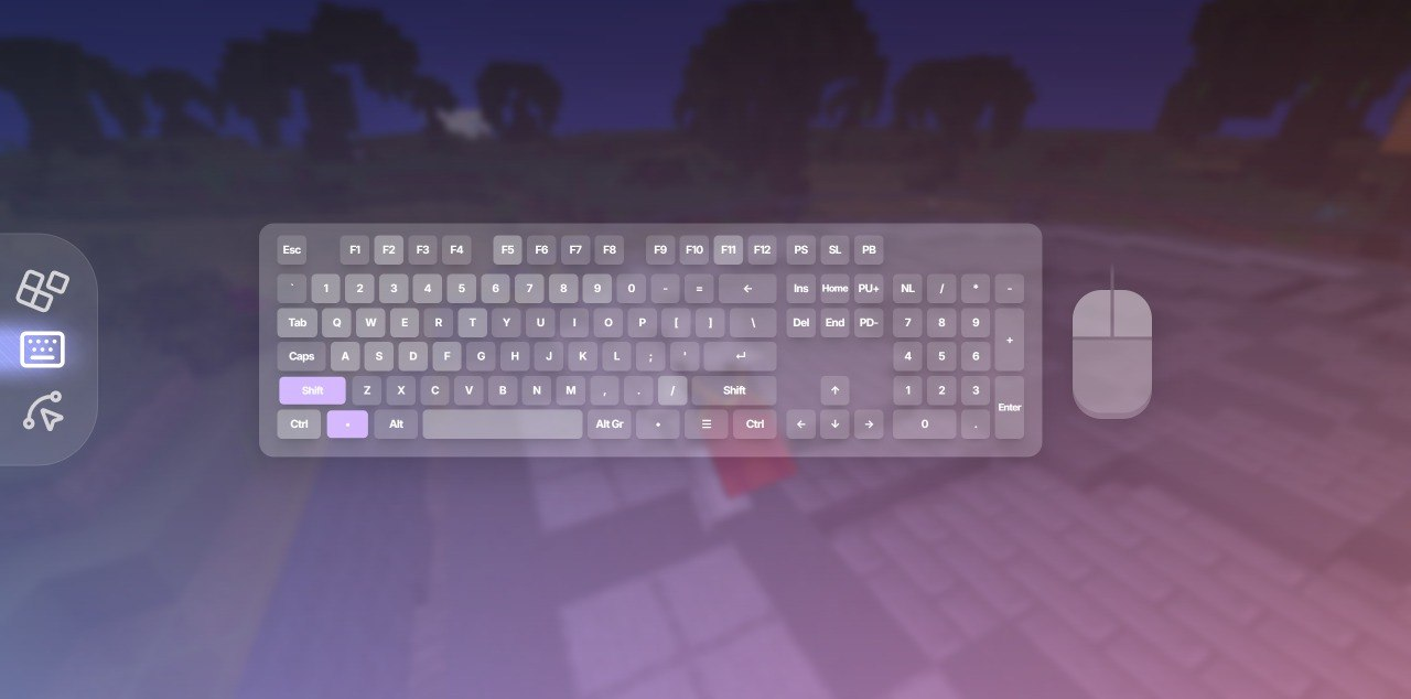Mensury keyboard and mouse controls over Minecraft gameplay
